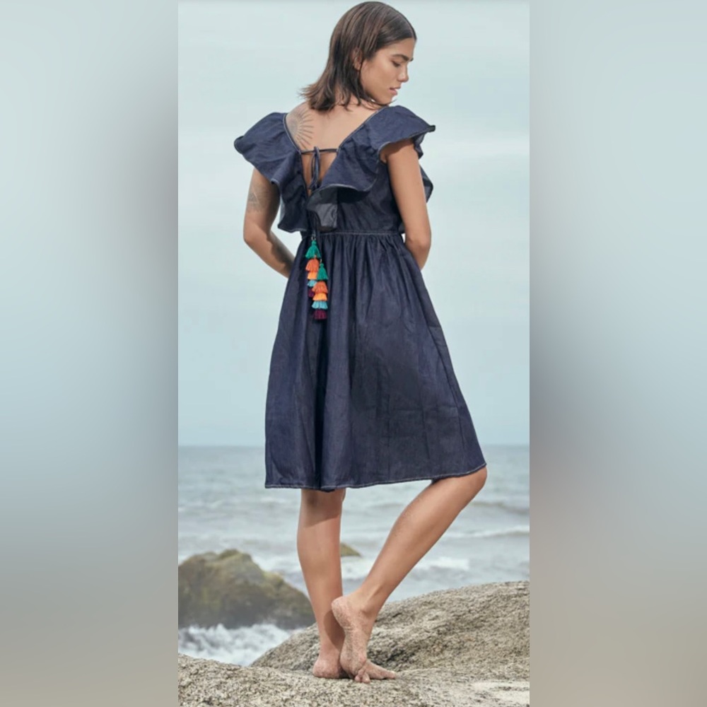PHAX Deep V Neckline Denim Dress Cover up